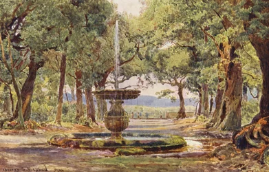 Italienische Gärten: Brunnen im Bosco, Villa Conti