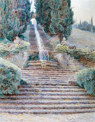 Der Wasserfall bei Villa Cicogna, Italien 1901