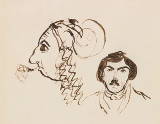 Selbstporträt mit Porträt von Delacroix, um 1845