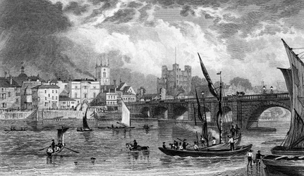 Rochester Brücke, graviert von H. Adlard, ca. 1830