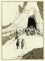 Die Leute machten sich auf, die Riesen zu finden, bald kamen sie zu ihrer Höhle