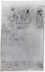 Bauarbeiter und Vermesser beim Wiederaufbau des British Museum, 1844