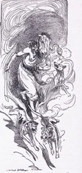 Brimo die wilde Hexenjägerin, aus Die Helden, veröffentlicht von George Allen und Unwin 1929