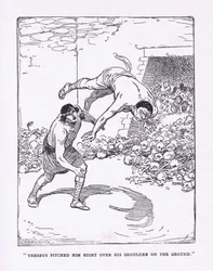 Das Meer warf ihn über seine Schulter auf den Boden, aus The Heroes, veröffentlicht von George Allen und Unwin 1929