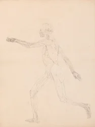 Studie der menschlichen Figur, Seitenansicht, Diagramm für Schlüssel zu Tabelle XIII, aus Ein Vergleichender Anatomischer Exposition der Struktur des menschlichen Körpers mit der eines Tigers und eines gewöhnlichen Huhns, 1795-1806