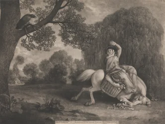 Die Frau des Bauern und der Rabe, graviert vom Künstler, veröffentlicht 1788
