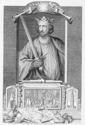 Eduard I. (1239-1307) König von England ab 1272, nach den Überresten einer Statue, graviert vom Künstler