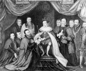 Edward VI. gewährt Sir George Barnes die Charta für das Bridewell Hospital im Jahr 1553, veröffentlicht 1750