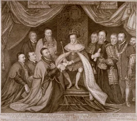 Edward VI unterzeichnet eine Charta, die Bridewell der Stadt London für ein Arbeitshaus übergibt