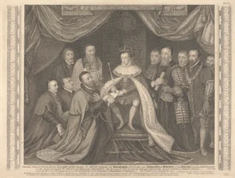 König Edward VI. überreicht die Charta für Bridewell an Sir George Barnes