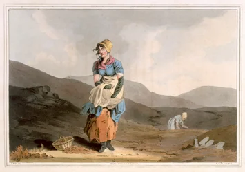 Das Cranberry-Mädchen, graviert von Robert Havell dem Älteren, veröffentlicht 1814 von Robinson und Son, Leeds