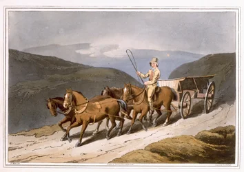 Der East Riding oder Wolds Wagen, graviert von Robert Havell dem Älteren, veröffentlicht 1814 von Robinson und Sohn, Leeds