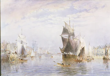 Kleine Boote auf dem Fluss bei Whitby Bridge, 1877