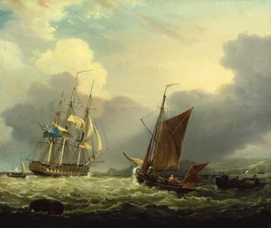 Eine 36-Kanonen-Fregatte vor der Küste von Devon