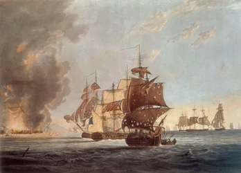 An die Offiziere, Seeleute und Marinesoldaten Seiner Majestätsschiffe Amphion, Cerberus, Volage & Active, Diese Platte stellt...die Sprengung des französischen Kommodore vor der Insel Lissa in der Adria am 13. März 1811 dar