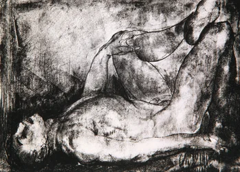 Mann auf dem Rücken, nackt, ca. 1916