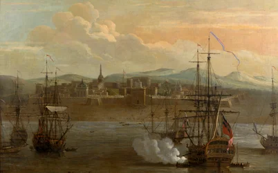 Ein Gemälde von Fort St. George in Madras, Indien, 1731