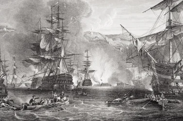 Das Bombardement von Algier, 27. August 1816, aus `Illustrationen der englischen und schottischen Geschichte