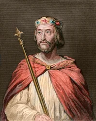 Porträt von Karl III., genannt der Einfältige (879-929), König der Franken - Karl III. (879-929) - Karl der Einfältige - König von Frankreich, 893-923 - Gravur nach Georges Rouget (1783-1869)