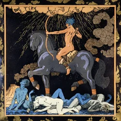 Derjenige, der das schwarze Pferd reitet, ca. 1917-1920