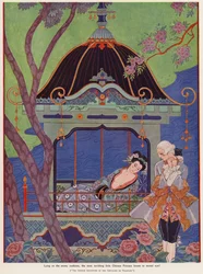 Chinesische Prinzessin in einem Pavillon liegend