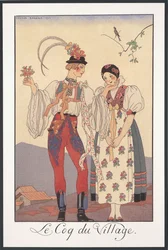 Falbalas et Fanfreluches, Almanach für 1922, Le coq du village, von George Barbier, Druck