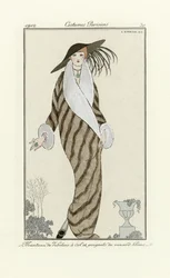 Sablemantel mit weißem Fuchsfellbesatz, aus Costumes Parisien, veröffentlicht 1912
