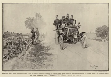 Bei den Manövern der französischen Armee, vierzig Meilen pro Stunde