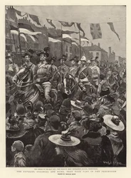 Die Kavallerie, Kolonial und Heimisch, die an der Prozession teilnahm