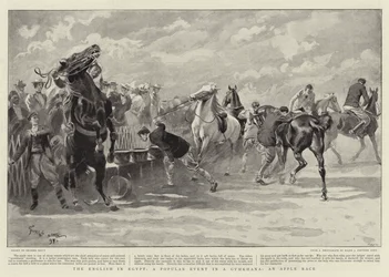 Die Engländer in Ägypten, ein beliebtes Ereignis bei einem Gymkhana, ein Apfelrennen