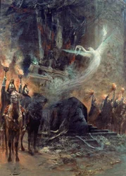 Begräbnis von Victor Hugo: die Totenwache unter dem Arc de Triomphe, 1885