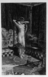 Salammbo, Tochter von Hamilcar Barca (oder Barcas) Illustration von Georges Antoine Rochegrosse (1859-1938) für den Roman „Salammbo“ von Gustave Flaubert, der den Söldnerkrieg zur Zeit des Ersten Punischen Krieges (246-241 v. Chr.) zwischen den Römern und 