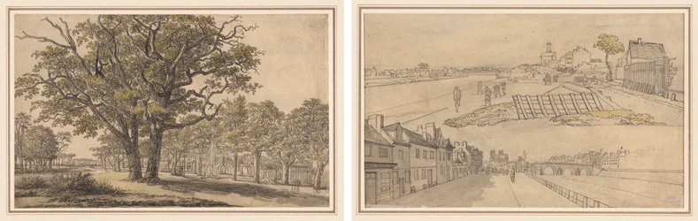 Landschaft (recto) Zwei Ansichten von Paris (verso)