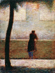 Ein Mann, der sich auf eine Brüstung stützt, ca. 1881