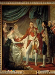Kaiser Napoleon I. stellt seinem Sohn, dem König von Rom, die Würdenträger des Reiches am 20.03.1811 in Anwesenheit der Kaiserin Marie Louise vor