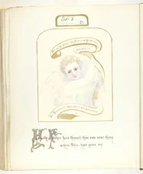 Ohne Titel [Cherub und religiöser Text], 1855-68