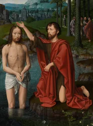 Detail des zentralen Panels der Taufe Christi, ca. 1502-08