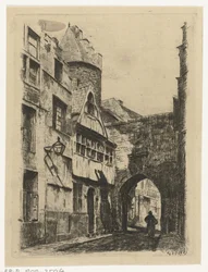 Straßenszene Bei dem Steen in Antwerpen