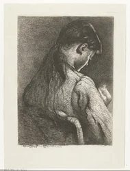 Sitzendes Mädchen, von hinten gesehen