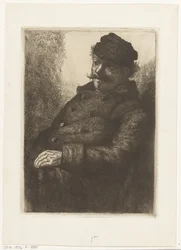 Sitzender Mann mit Mütze, Kutscher der Antwerpener Straßenbahn