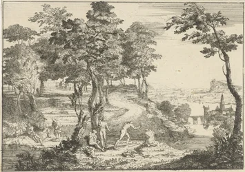 Landschaft mit Badenden und Anglern