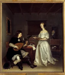 Das Duo; Sänger und Lautenspieler. Gemälde von Gerard Ter Borch