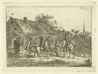 Kavallerie in einem Dorf
