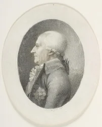 Porträt von A.P. Bernstorff, Graf, Premierminister (1735-1797). Brustbild. Profil nach links