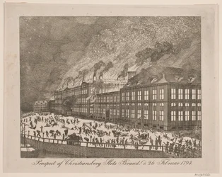 Ansicht des Brandes von Schloss Christiansborg am 26. Februar 1794