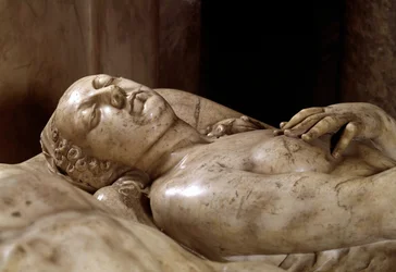 Grabdenkmal von Heinrich II. (1519-1559) und Catherine de Medici (1519-1589) aus Marmor von Germain Pilon (Detail der Königin von Frankreich). 1563-1572. Rotonde des Valois, auch bekannt als Chapelle des Valois