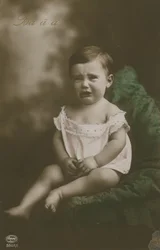 Postkarte eines weinenden Jungen, gesendet 1913
