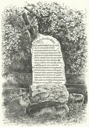 Eine Steintafel mit dem Wessobrunner Gebet (Gravur)