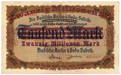 Eine Zwanzig-Millionen-Mark-Banknote, 1922