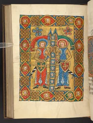 Add. 60629, f.84v Zwei Militärheilige, mit den Köpfen anderer